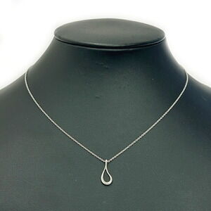 Tiffany Co Silver Open Teardrop Necklace